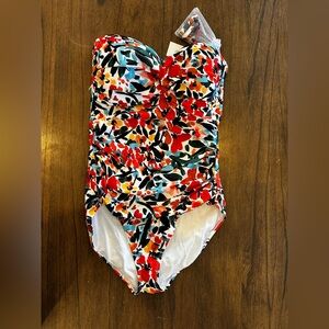 Anne Cole Red Multi Floral One-Piece Swimsuit